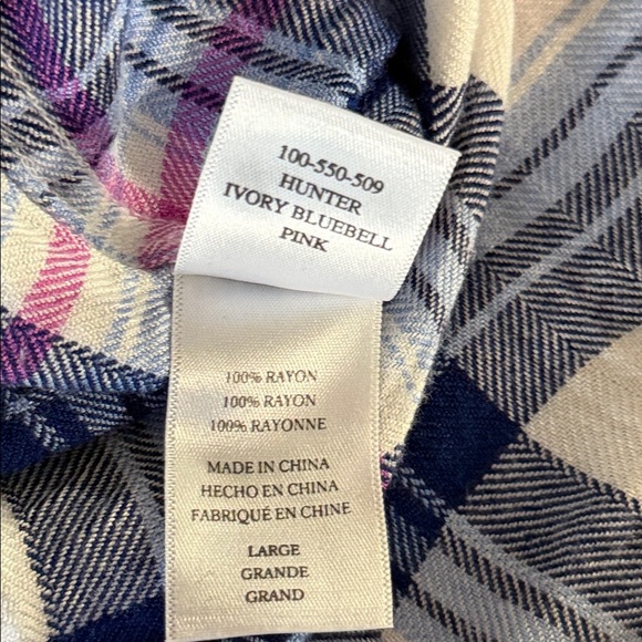Rails Hunter Plaid Button Down Shirt Flannel Ivory Bluebell Pink Size Large - Picture 8 of 9